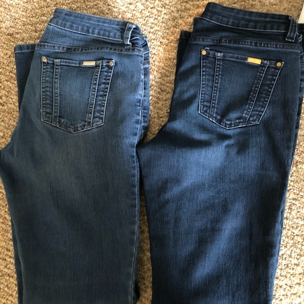 Medium and dark wash bootcut jeans.
